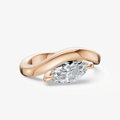 Curved Marquise Diamond Pinky Ring