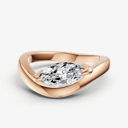 Curved Marquise Diamond Pinky Ring
