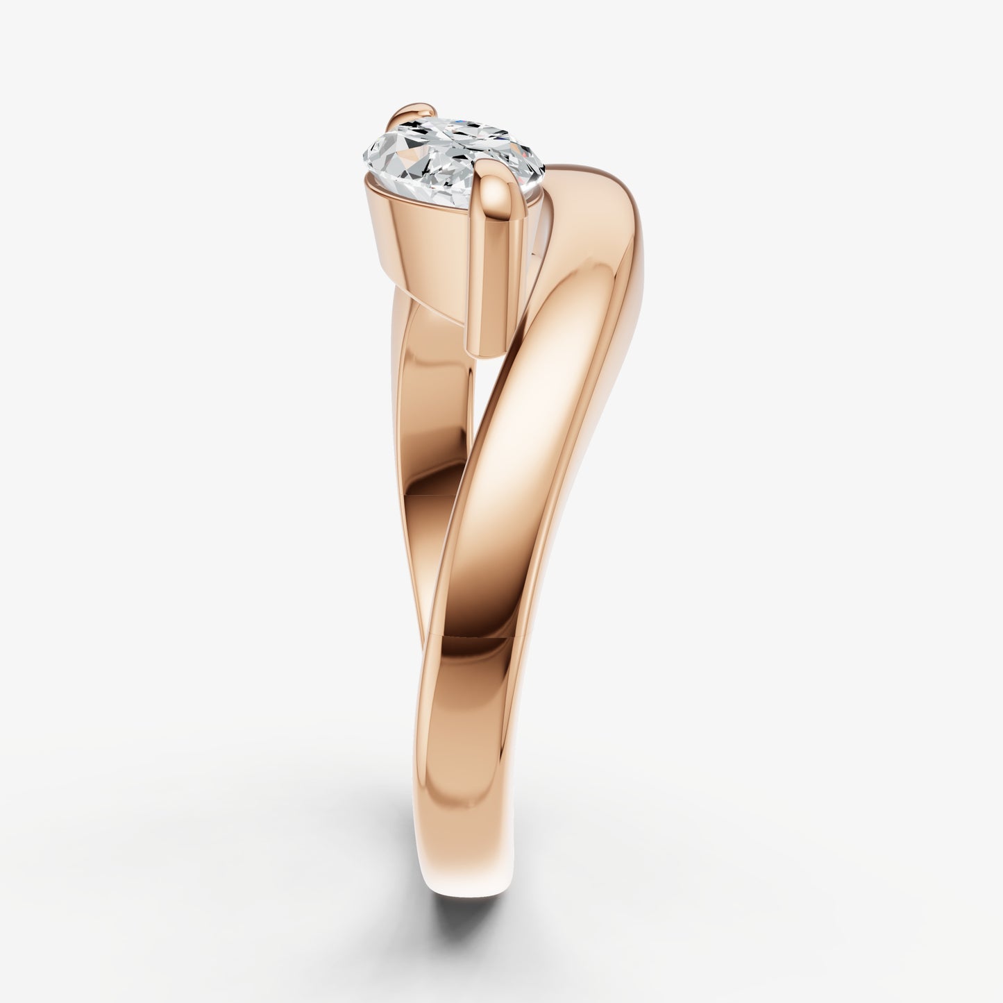 Curved Marquise Diamond Pinky Ring