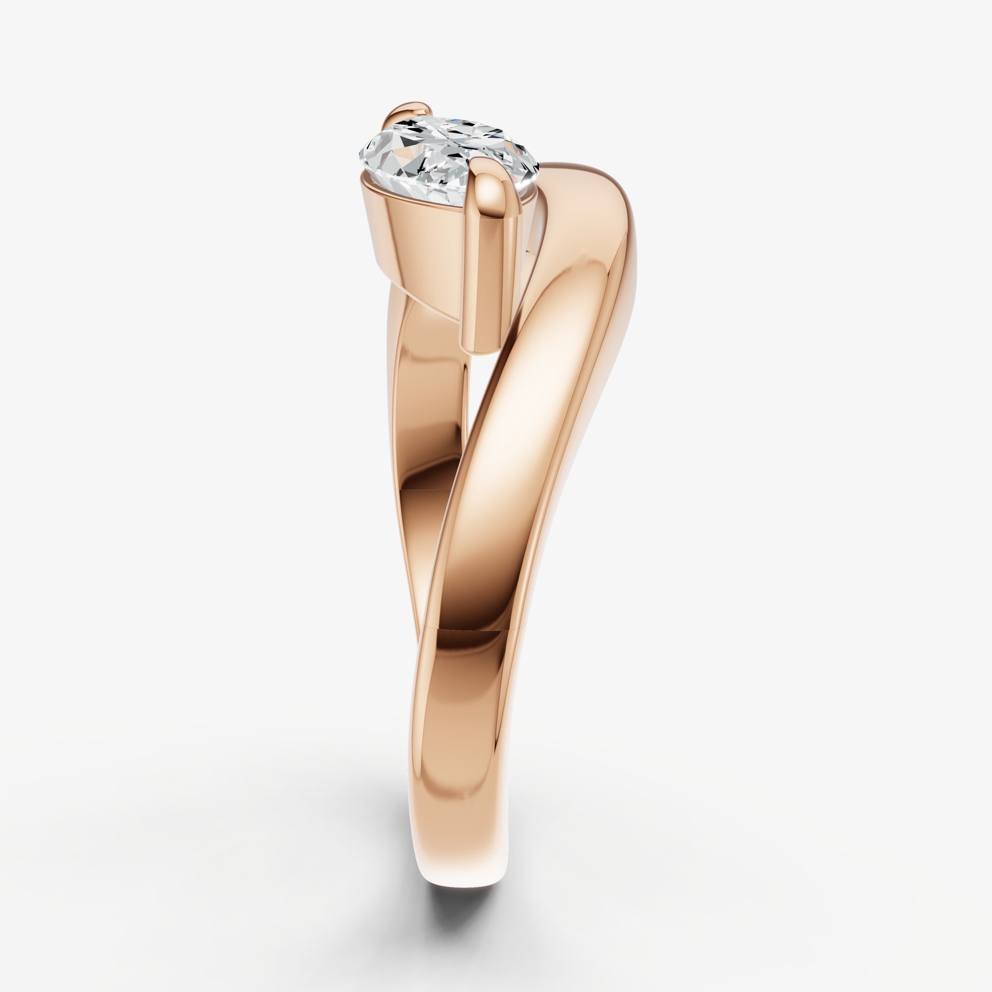 Curved Marquise Diamond Pinky Ring