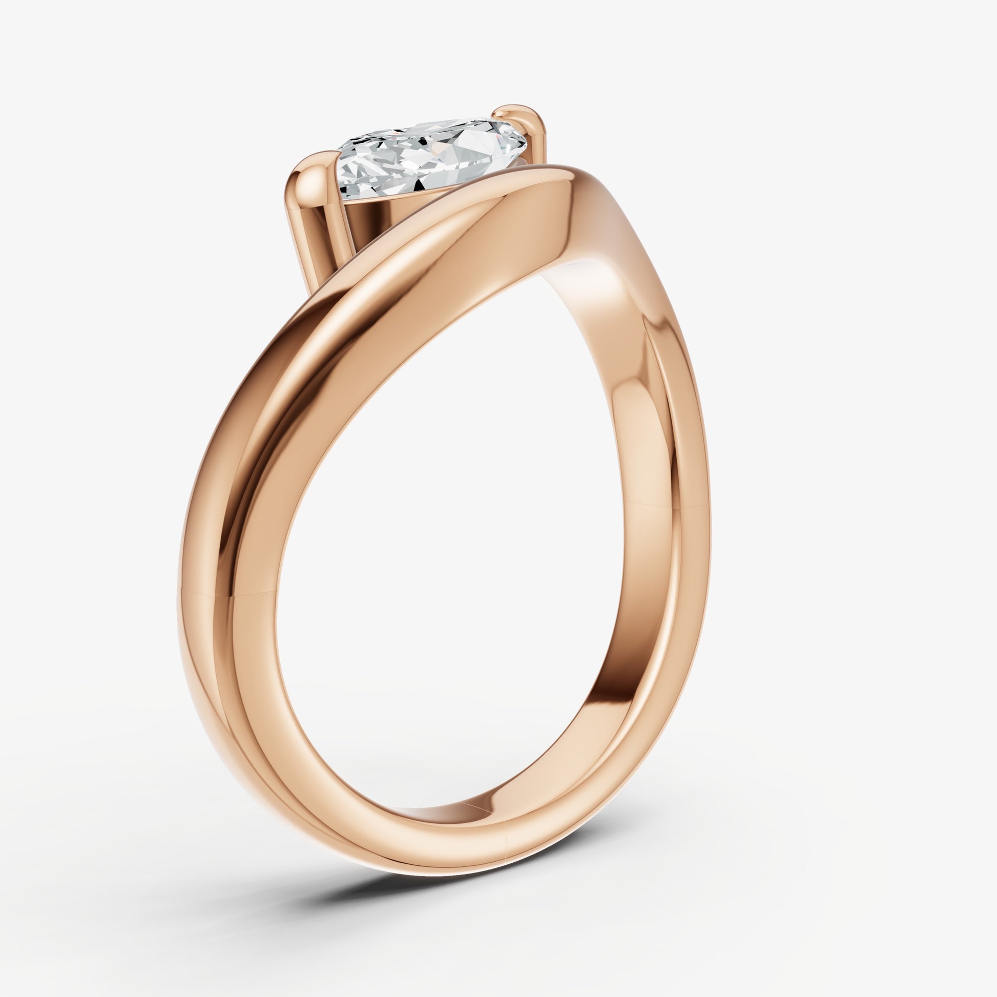 Curved Marquise Diamond Pinky Ring