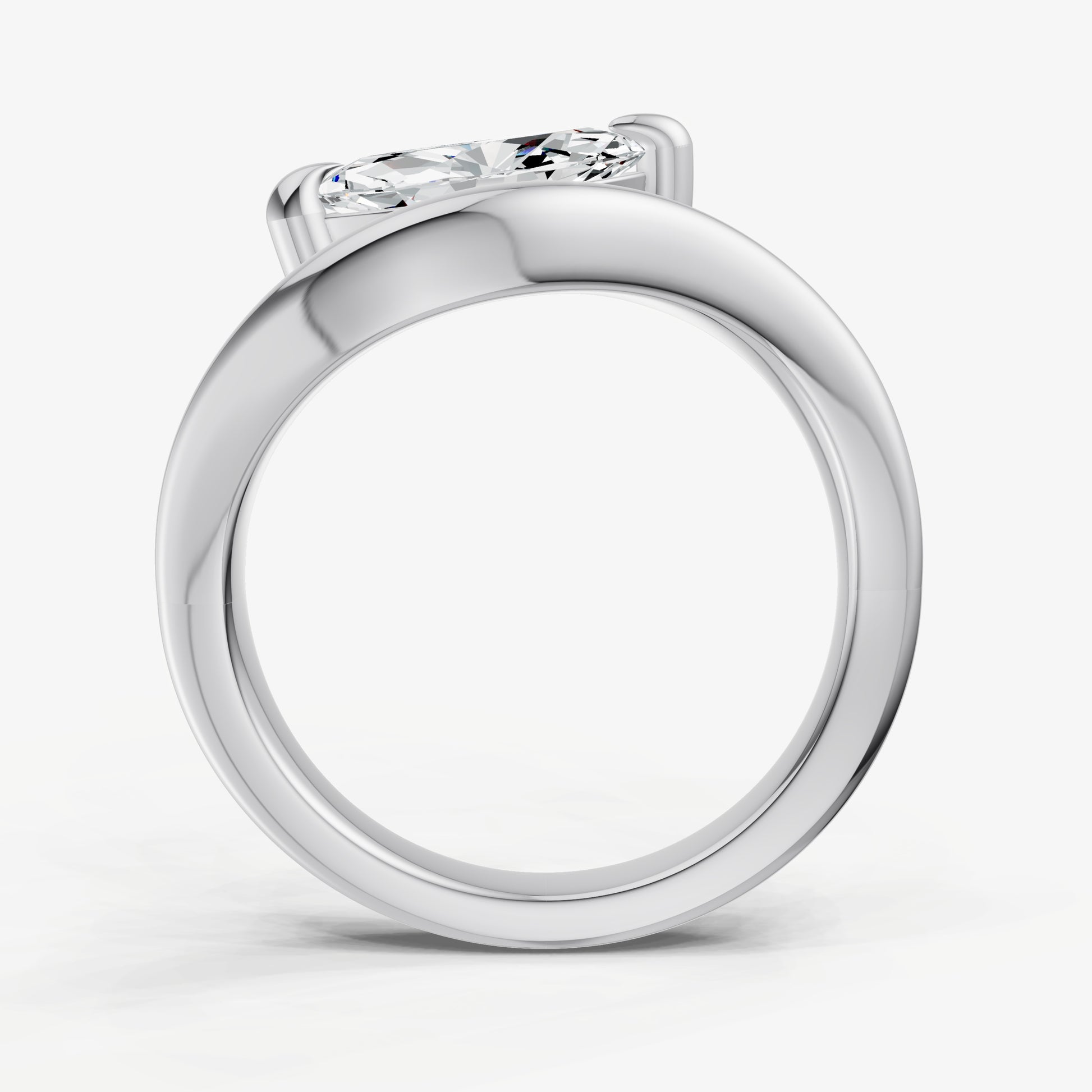 Curved Marquise Diamond Pinky Ring