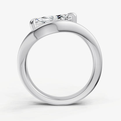 Curved Marquise Diamond Pinky Ring