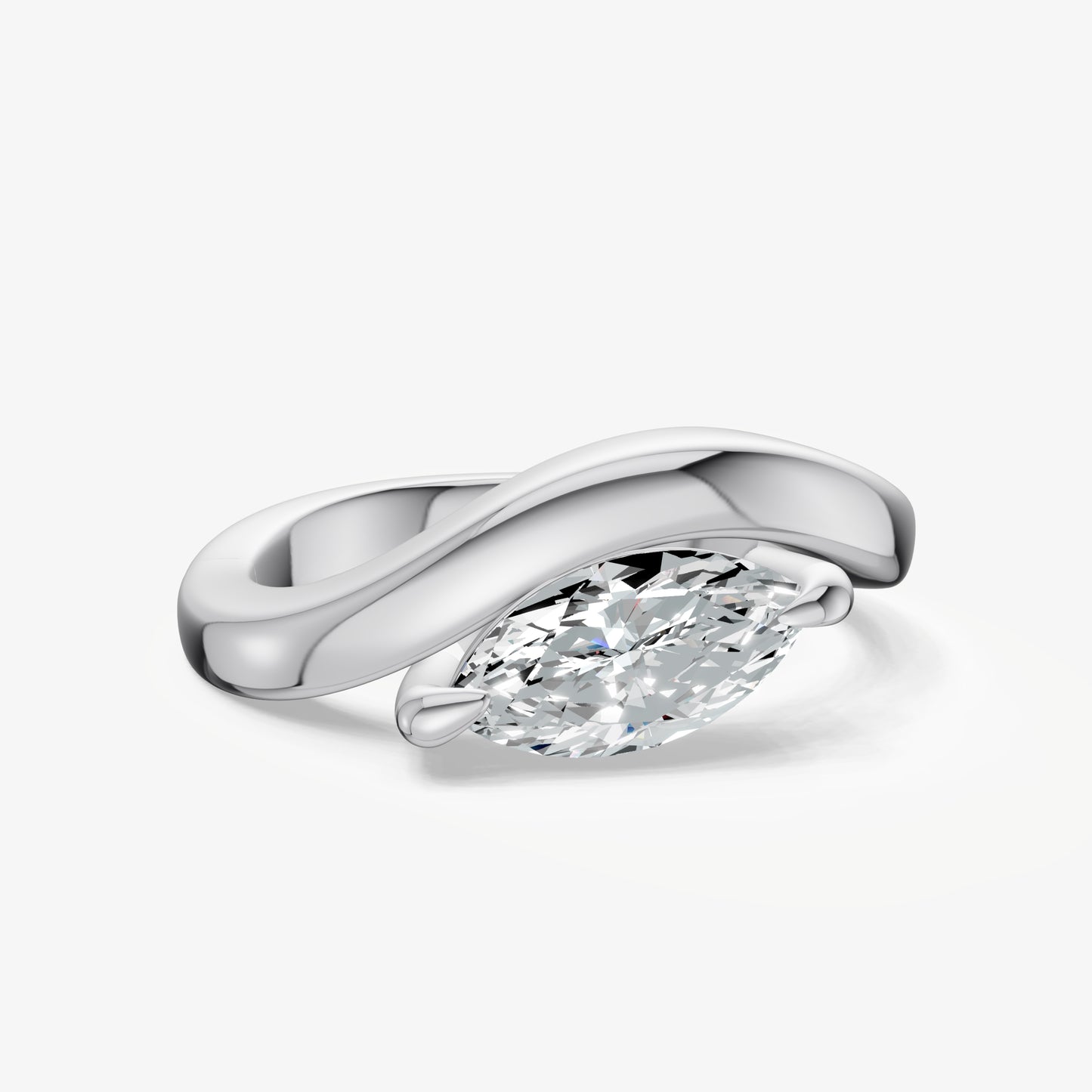 Curved Marquise Diamond Pinky Ring