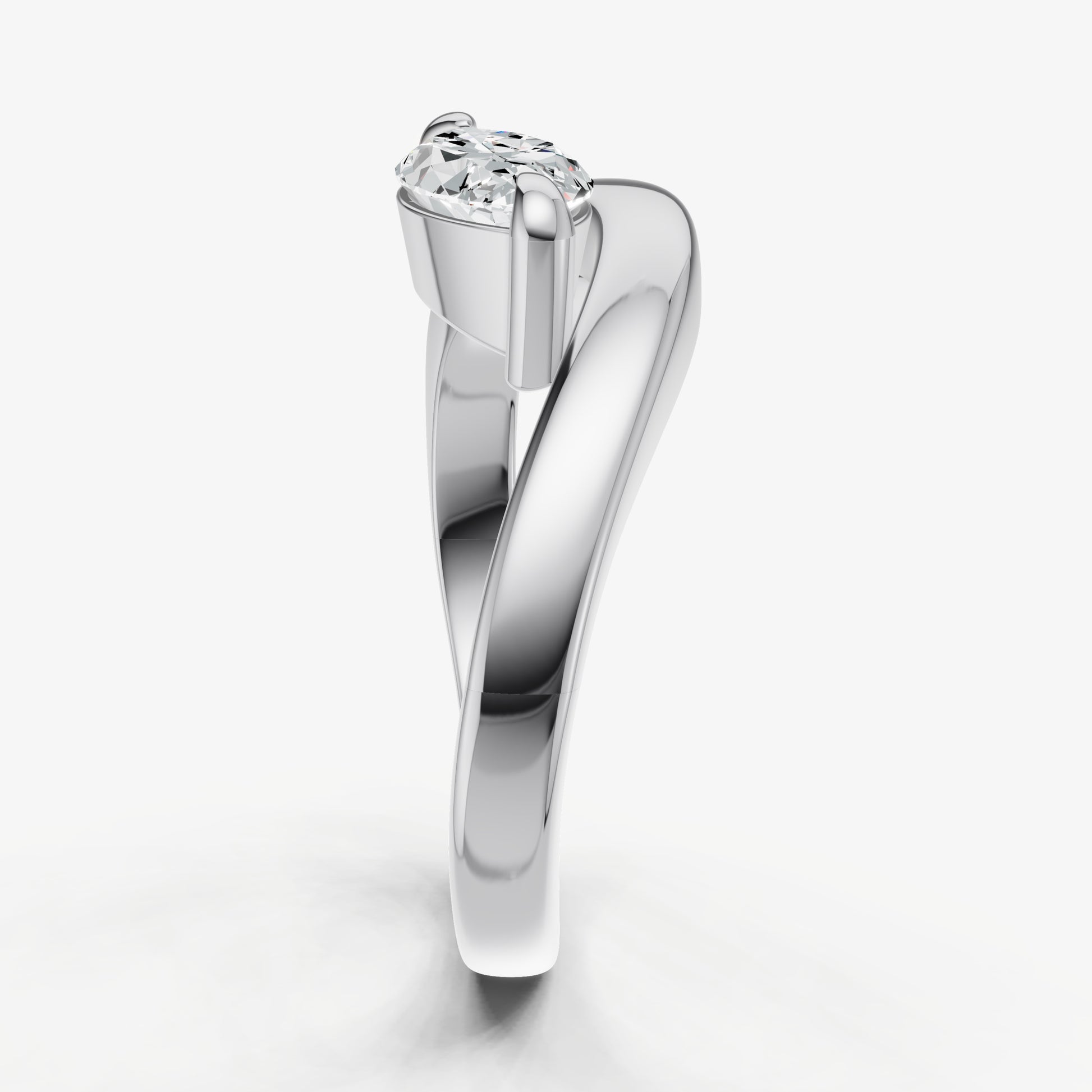 Curved Marquise Diamond Pinky Ring