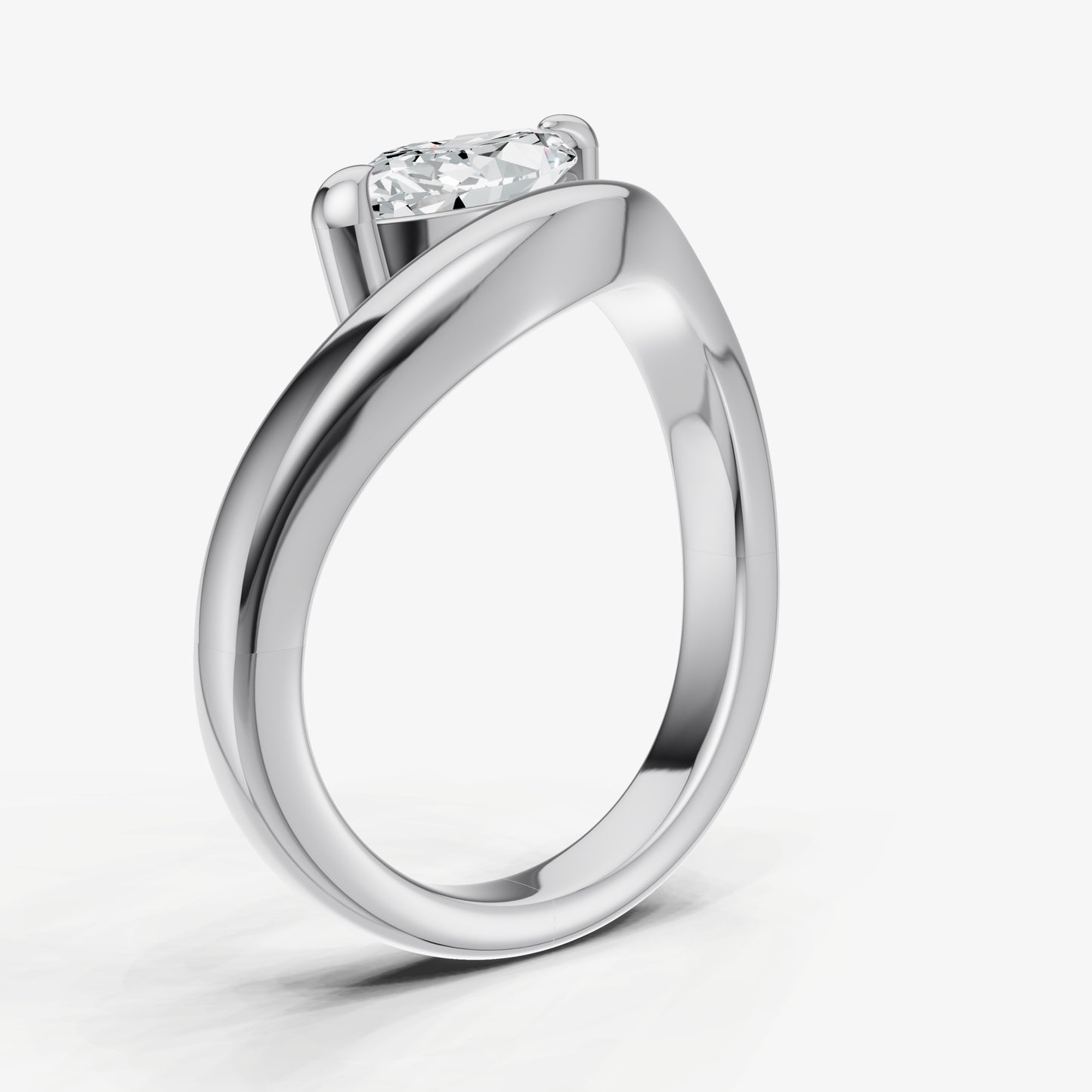 Curved Marquise Diamond Pinky Ring