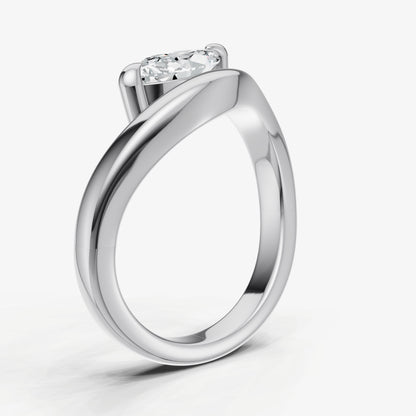 Curved Marquise Diamond Pinky Ring