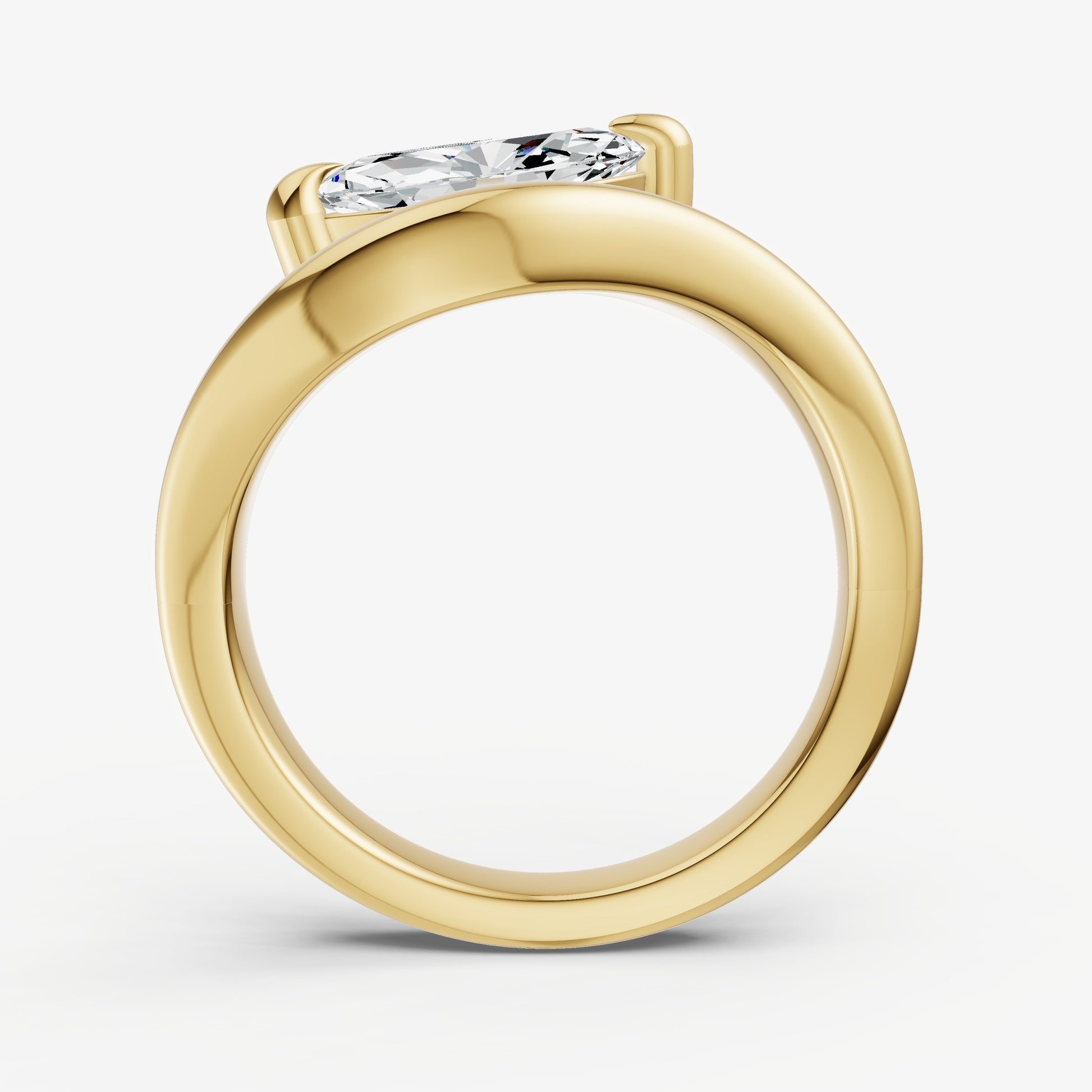 Curved Marquise Diamond Pinky Ring