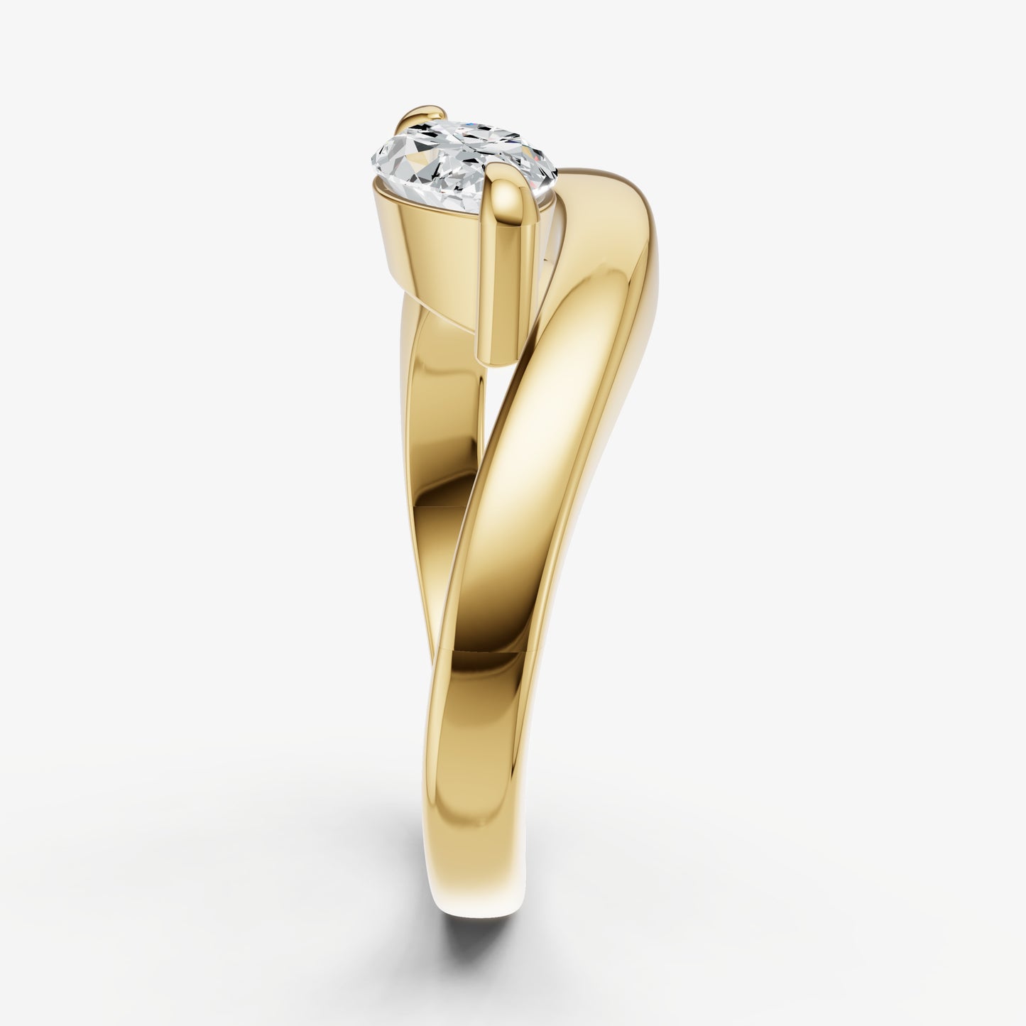 Curved Marquise Diamond Pinky Ring