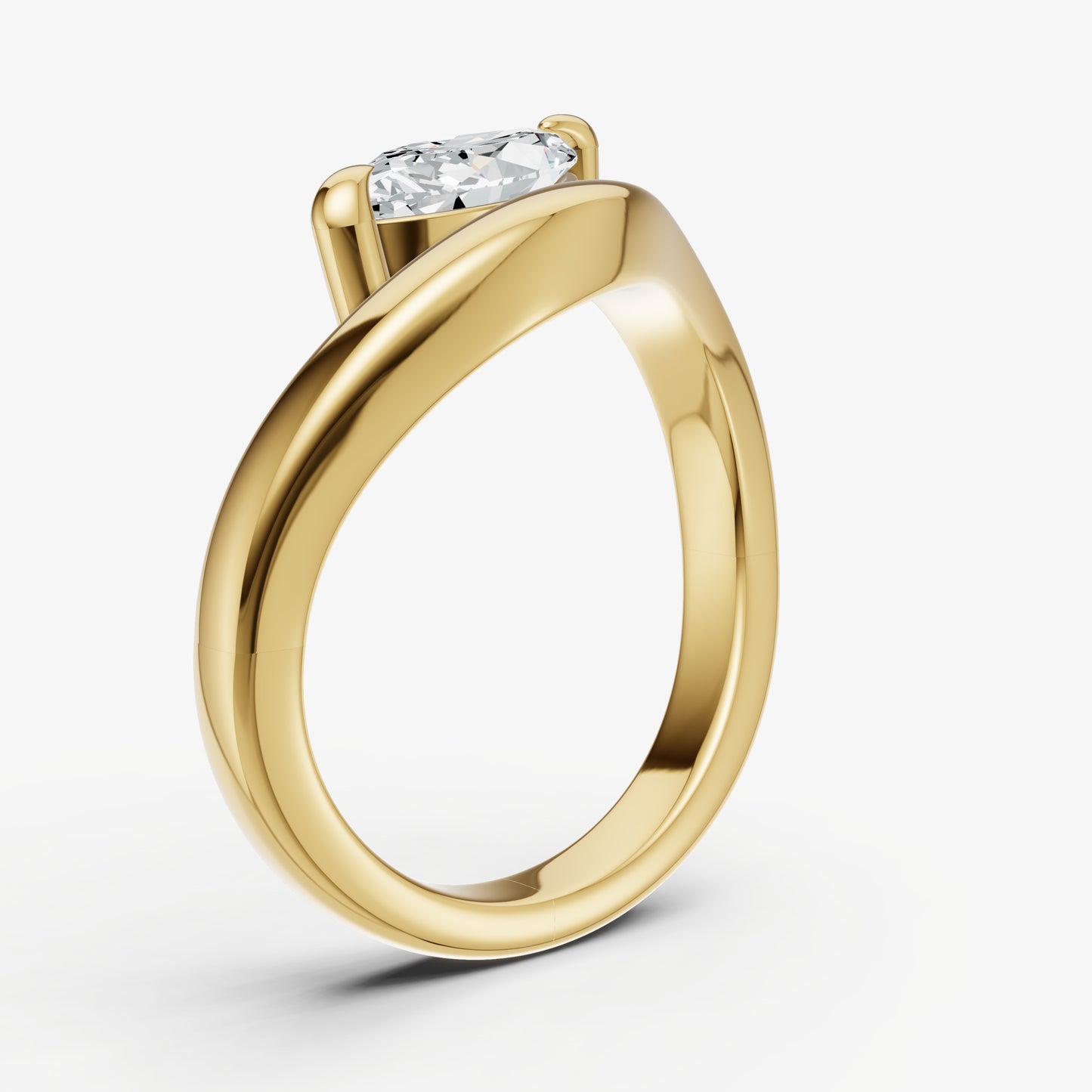 Curved Marquise Diamond Pinky Ring