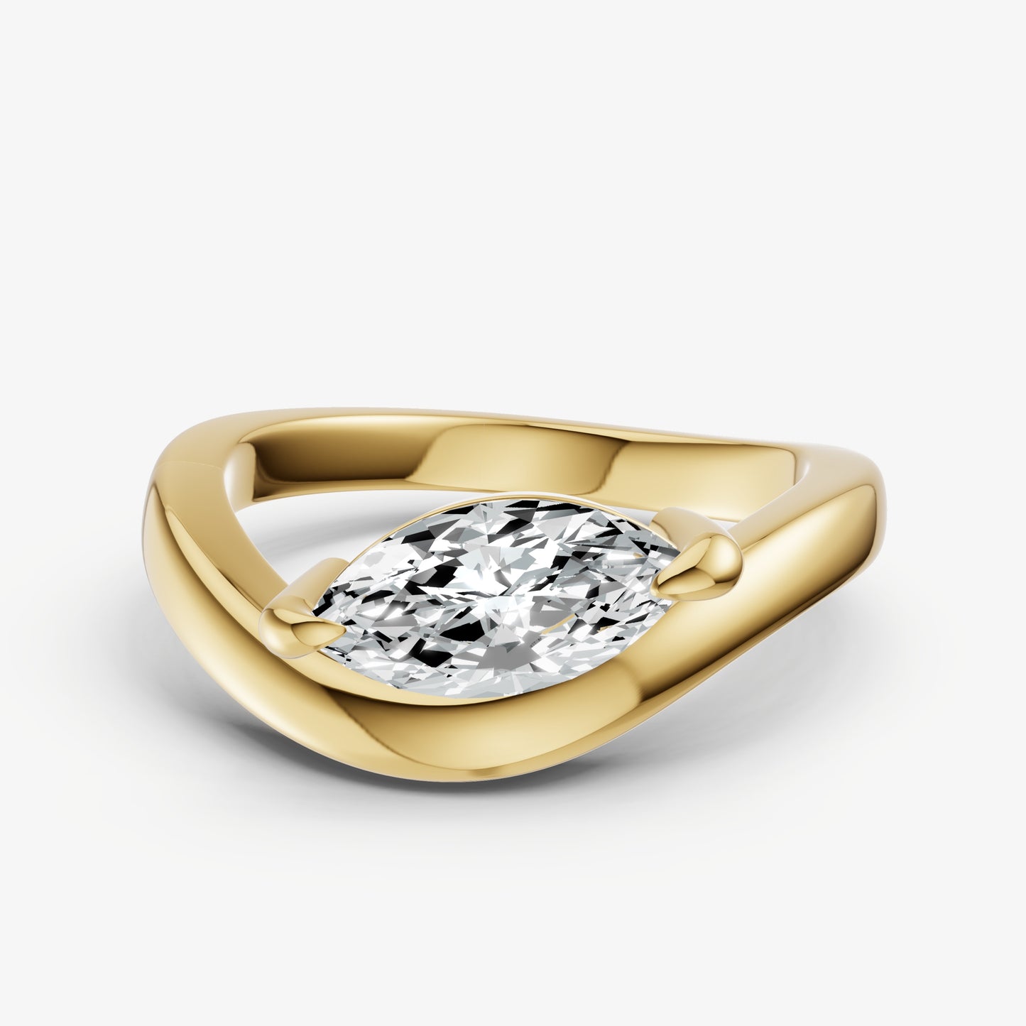 Curved Marquise Diamond Pinky Ring