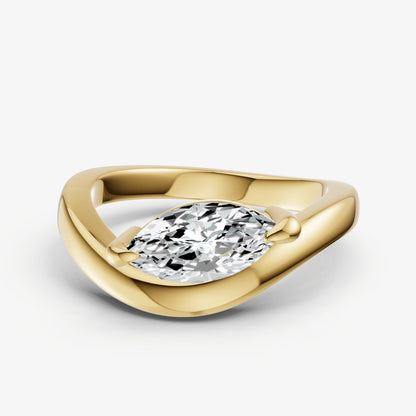 Curved Marquise Diamond Pinky Ring