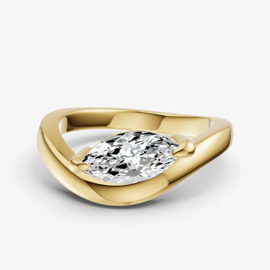 Curved Marquise Diamond Pinky Ring