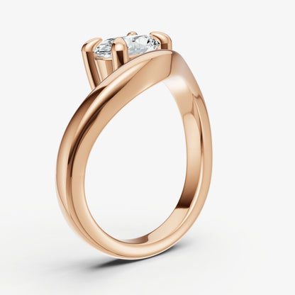 Curved Oval Diamond Pinky Ring