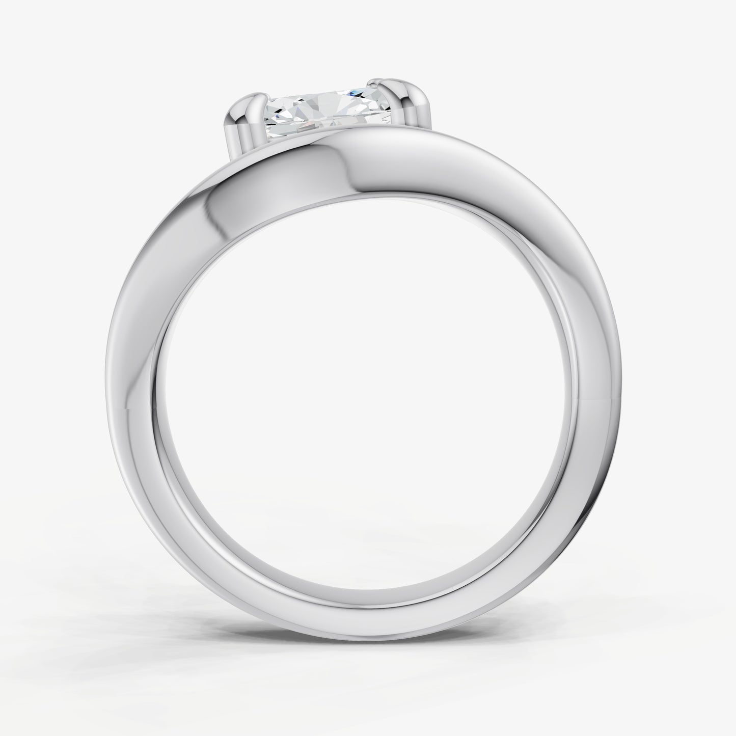 Curved Oval Diamond Pinky Ring