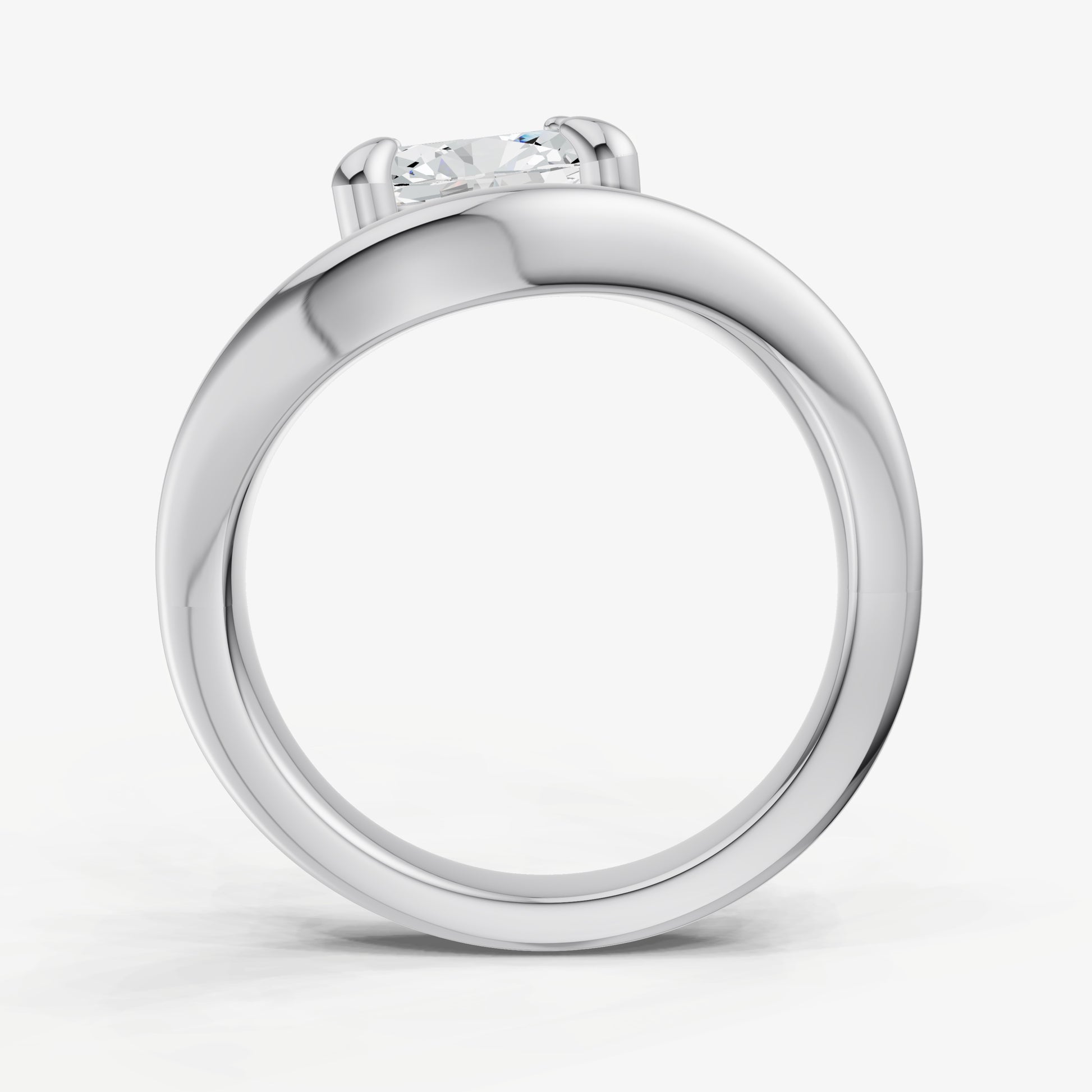 Curved Oval Diamond Pinky Ring