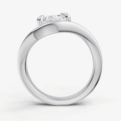 Curved Oval Diamond Pinky Ring