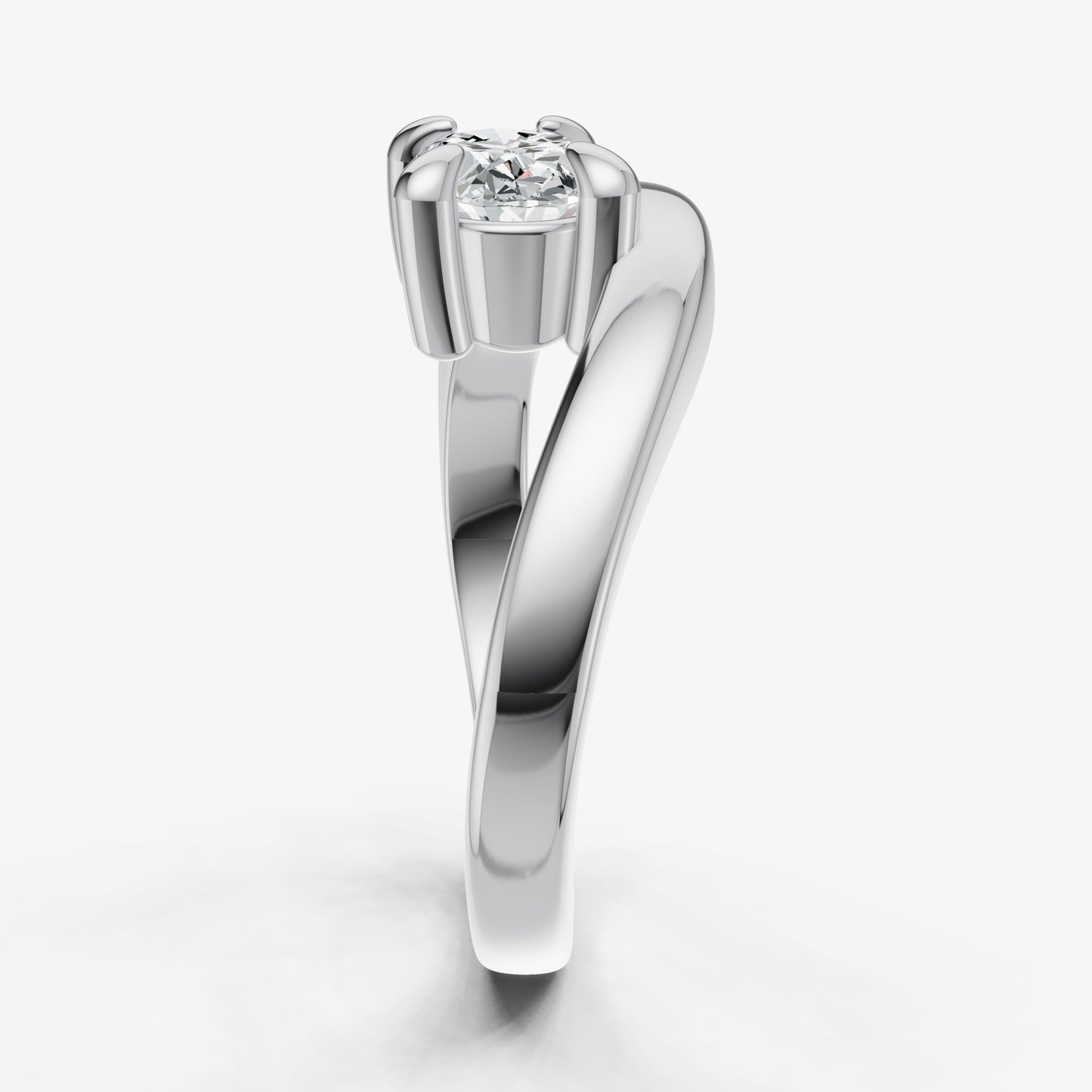 Curved Oval Diamond Pinky Ring