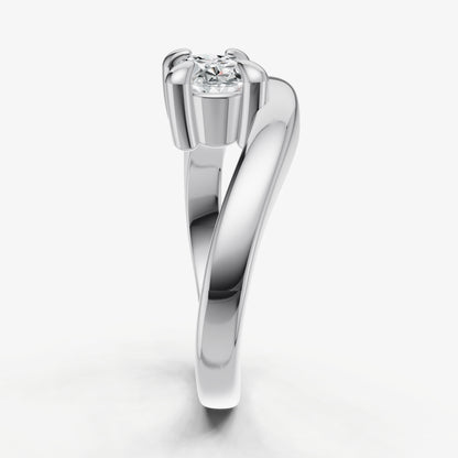 Curved Oval Diamond Pinky Ring