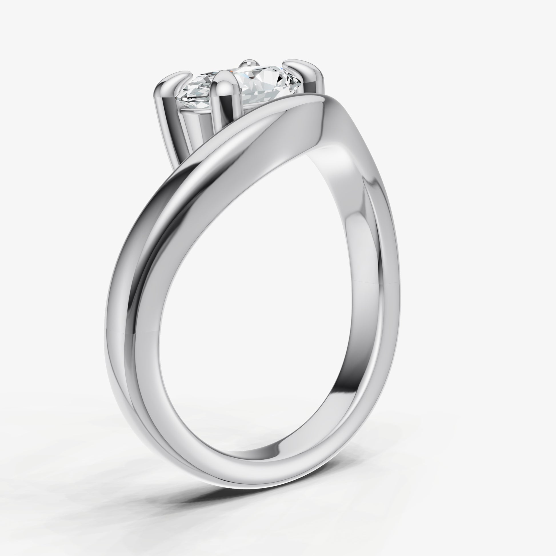 Curved Oval Diamond Pinky Ring