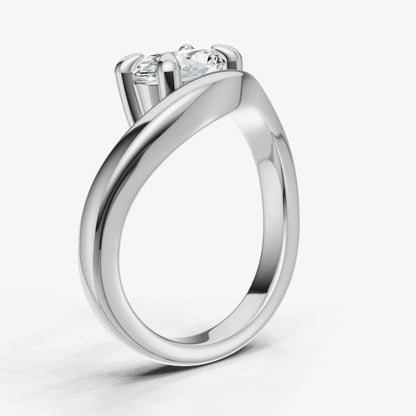 Curved Oval Diamond Pinky Ring