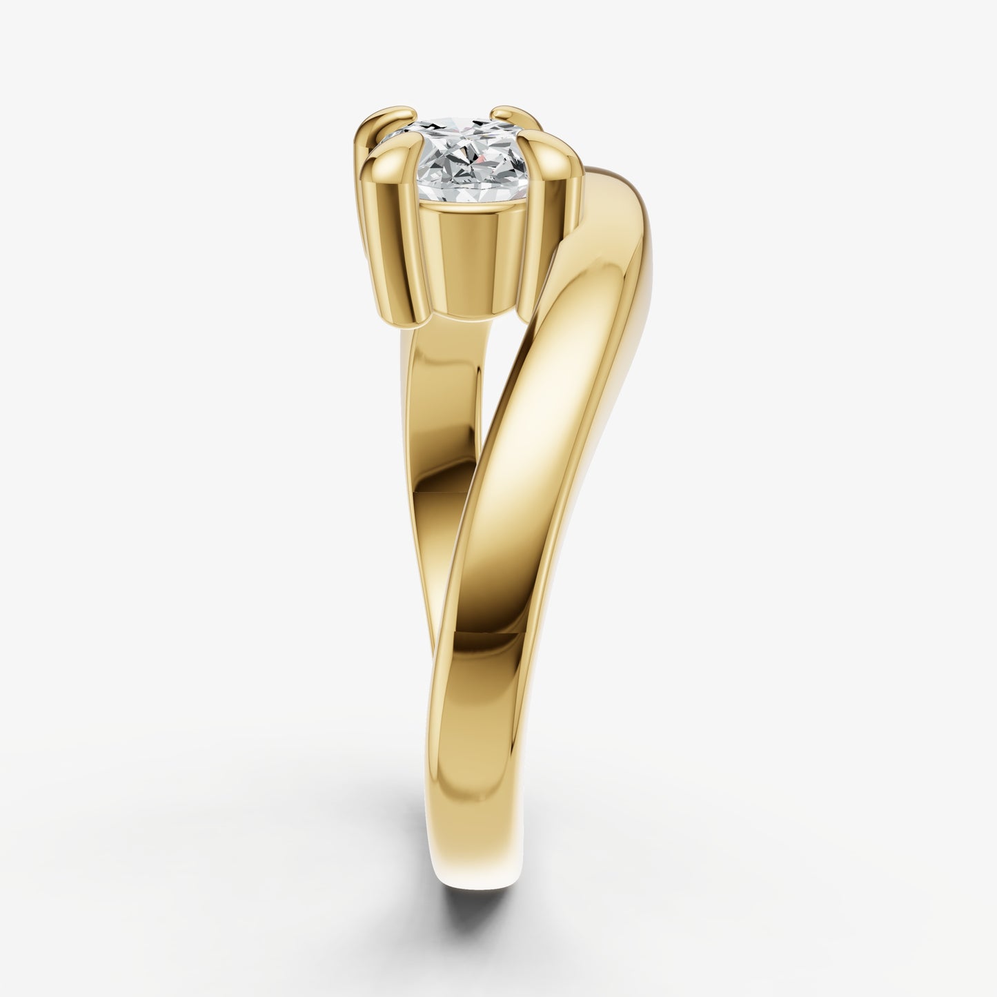 Curved Oval Diamond Pinky Ring