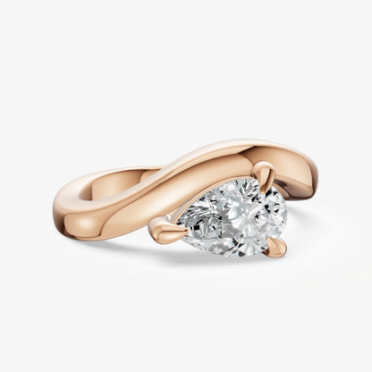Curved Pear Diamond Pinky Ring