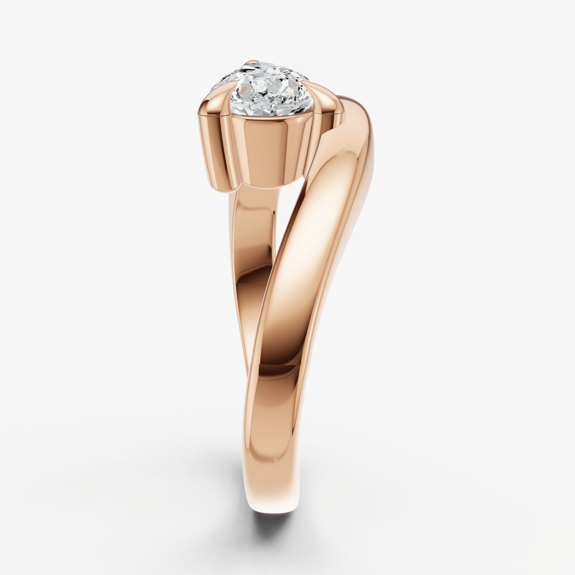Curved Pear Diamond Pinky Ring