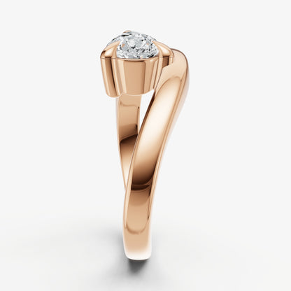 Curved Pear Diamond Pinky Ring