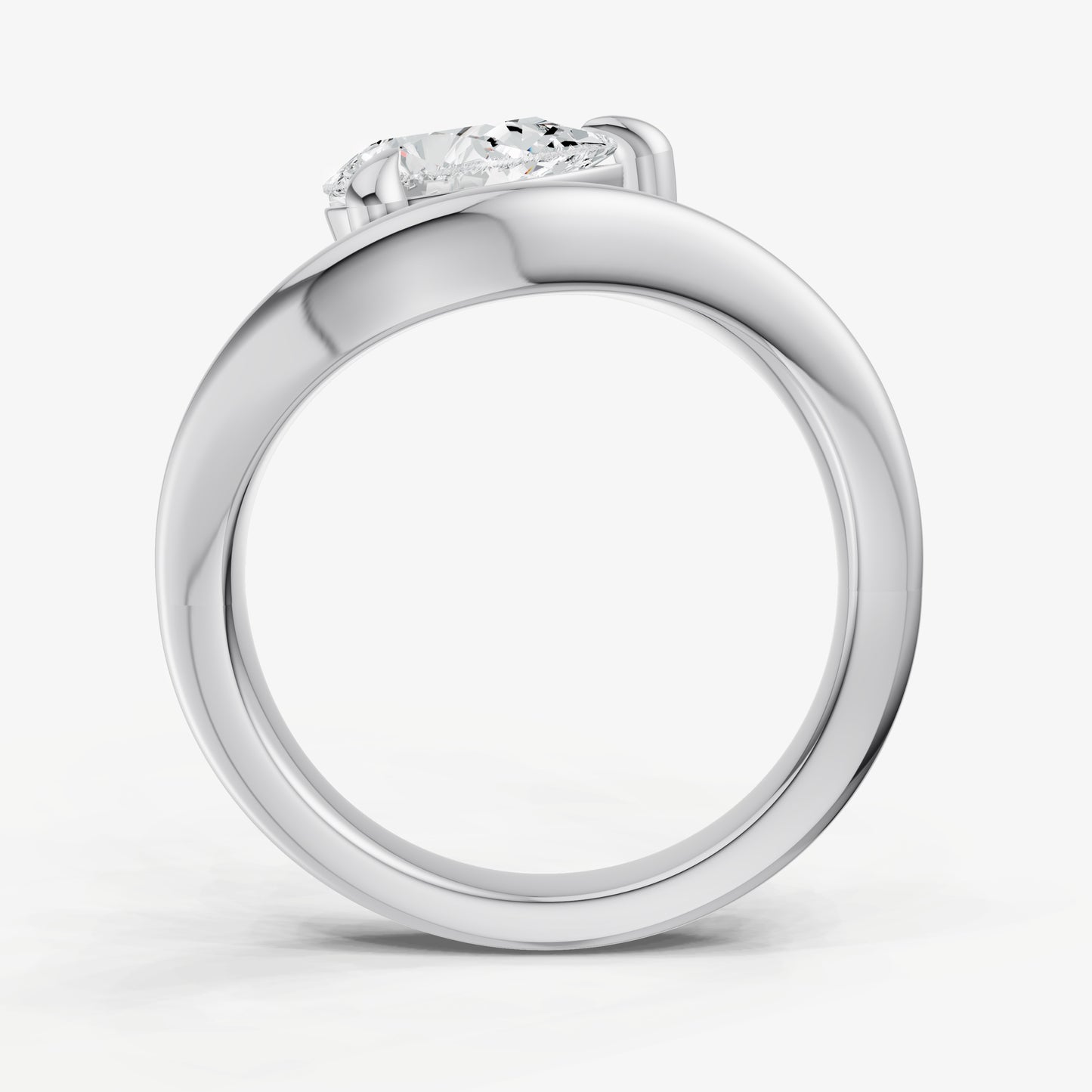 Curved Pear Diamond Pinky Ring