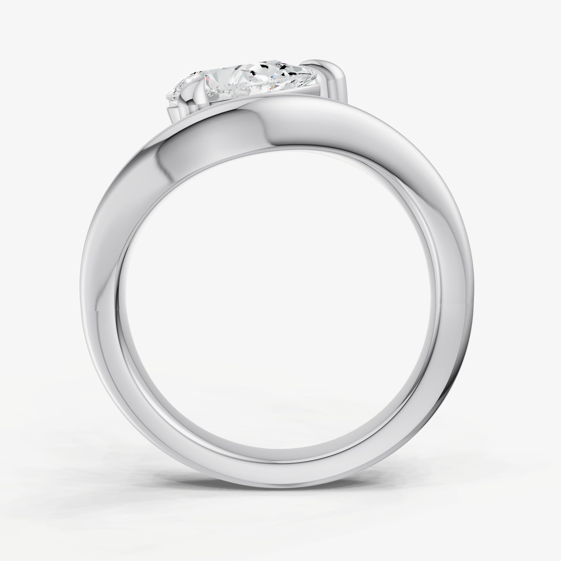 Curved Pear Diamond Pinky Ring