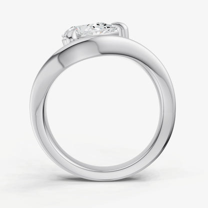 Curved Pear Diamond Pinky Ring