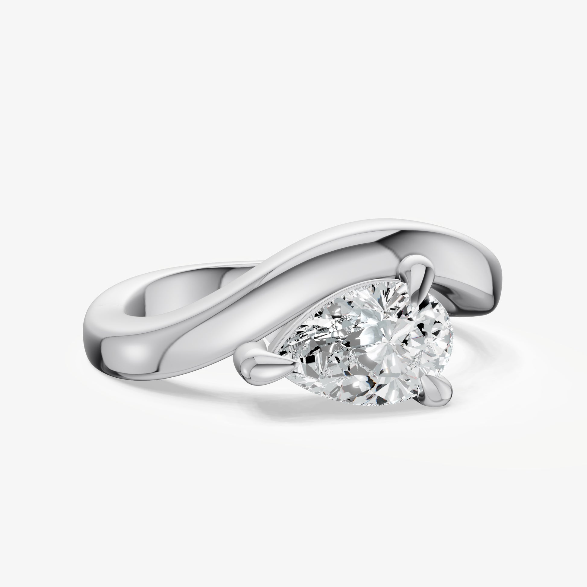 Curved Pear Diamond Pinky Ring