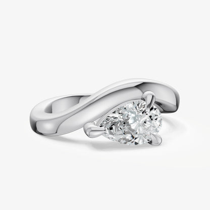 Curved Pear Diamond Pinky Ring