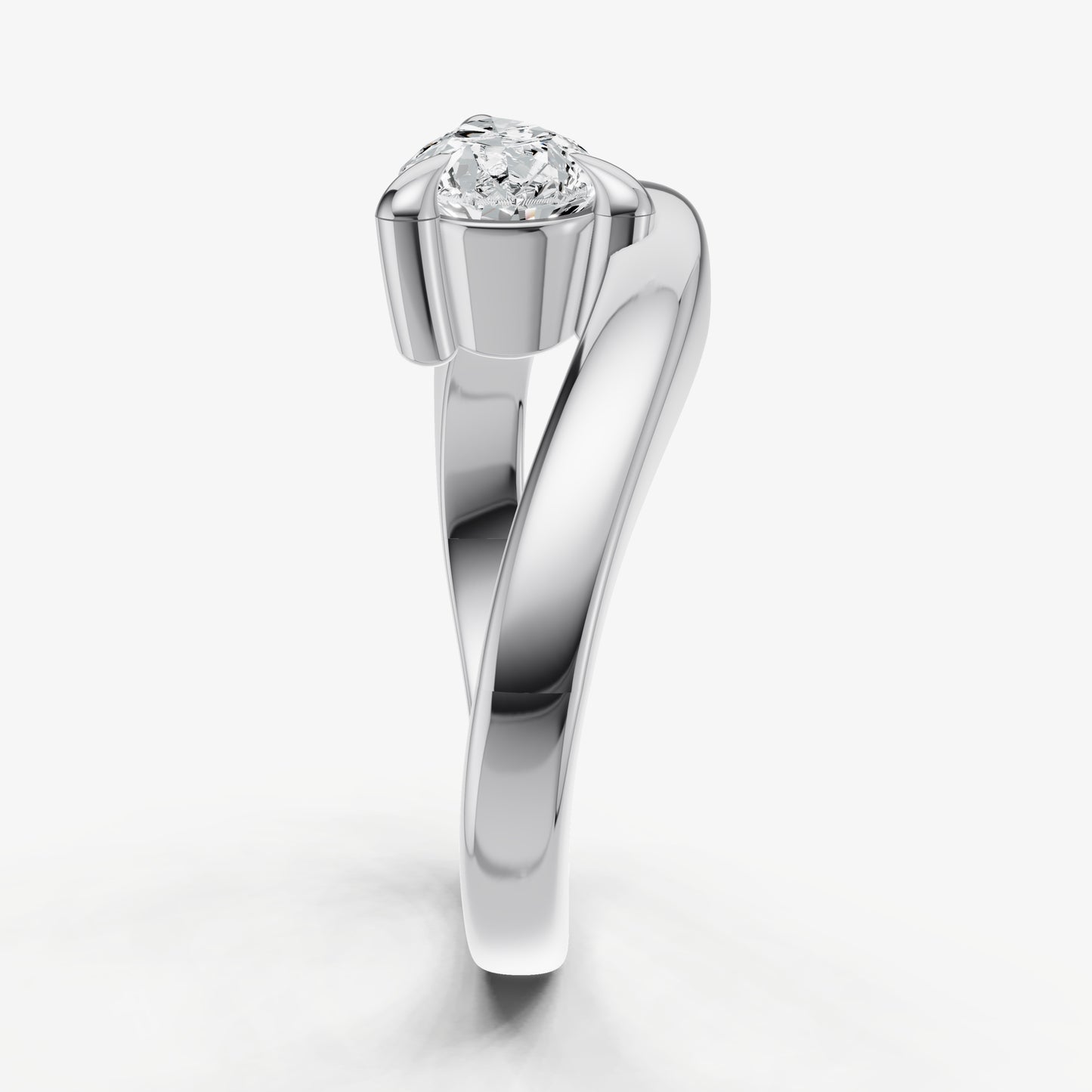 Curved Pear Diamond Pinky Ring