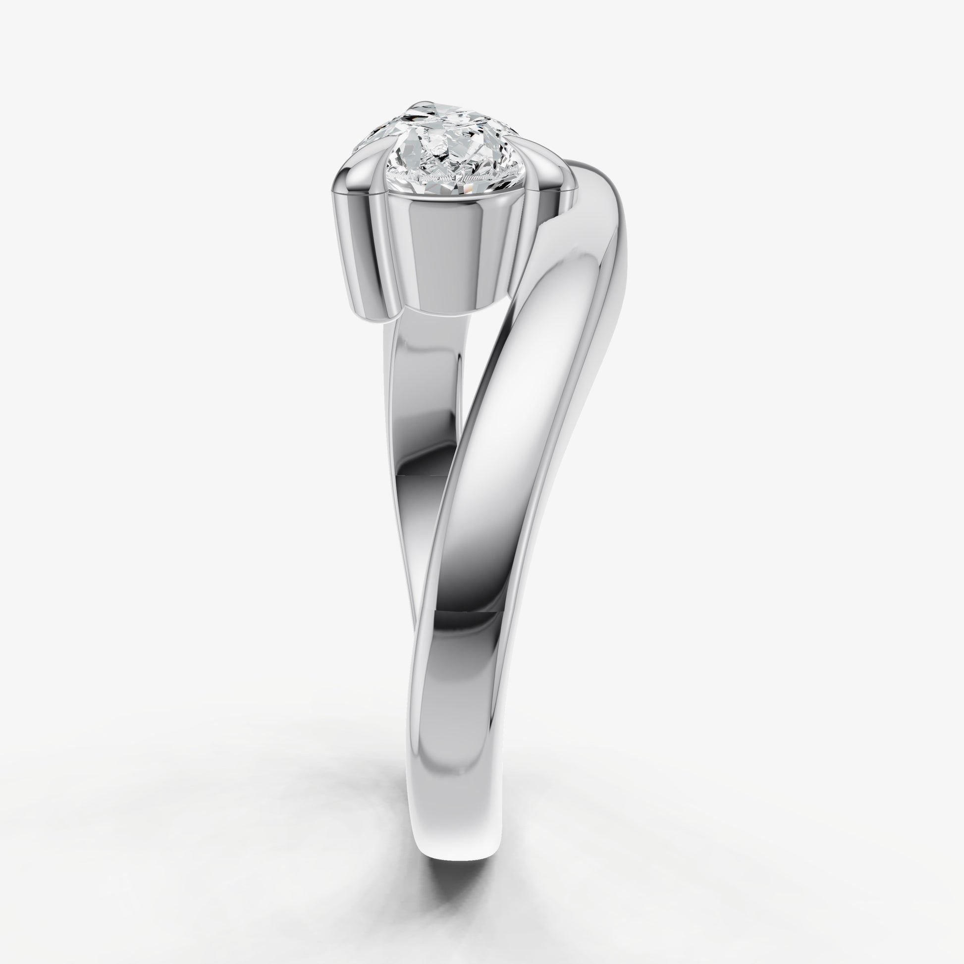 Curved Pear Diamond Pinky Ring