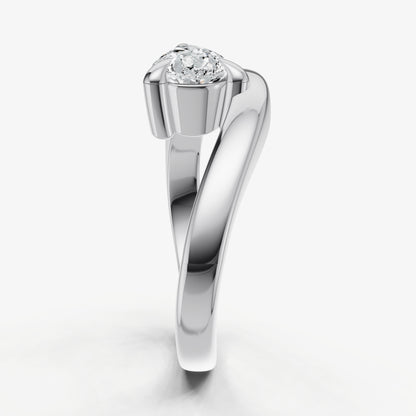 Curved Pear Diamond Pinky Ring