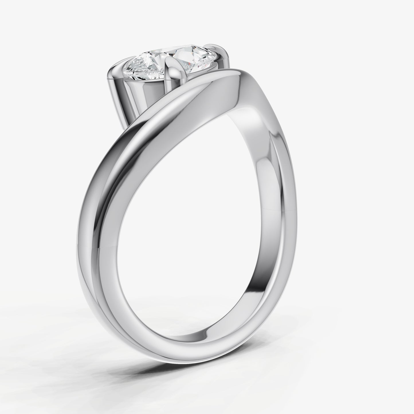 Curved Pear Diamond Pinky Ring