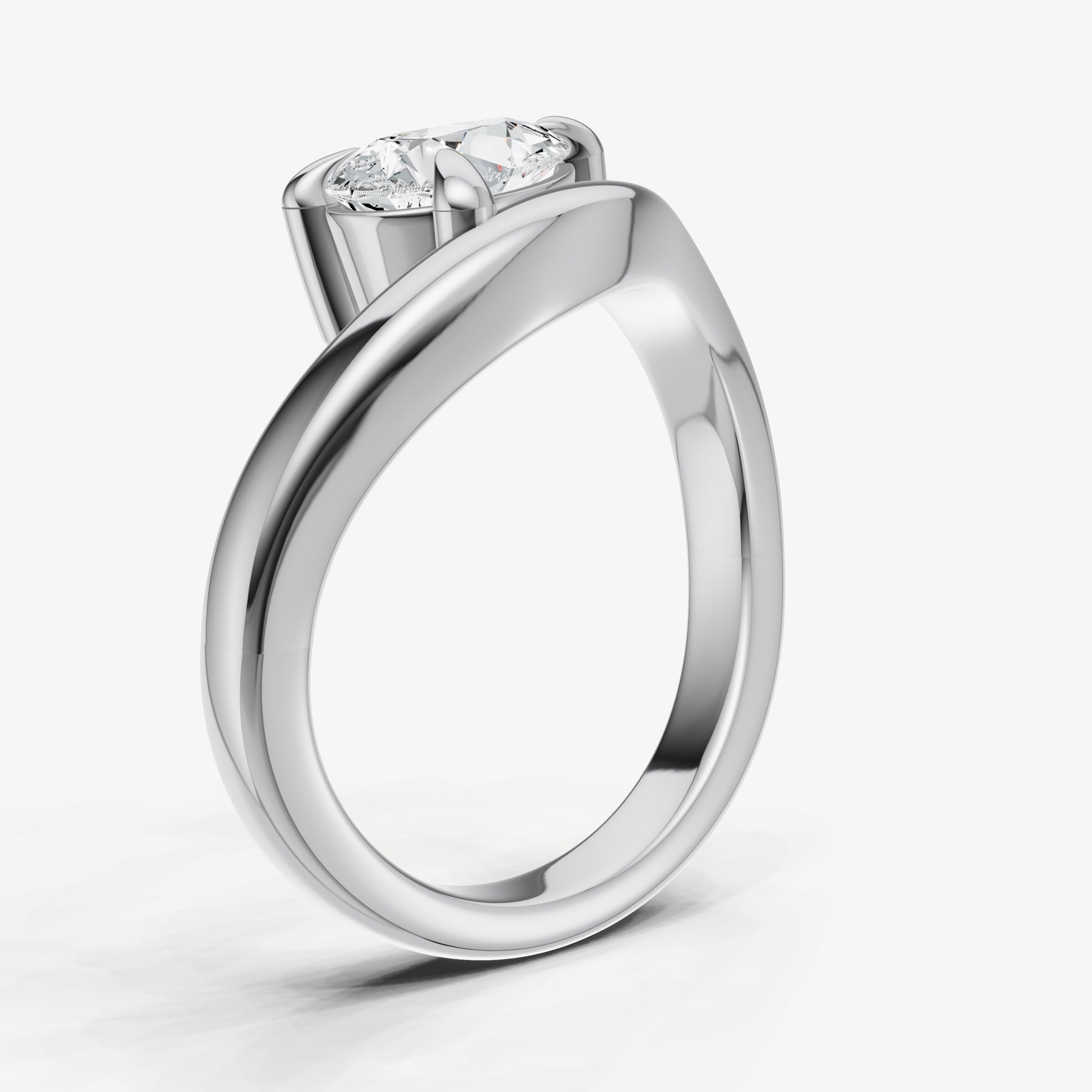 Curved Pear Diamond Pinky Ring