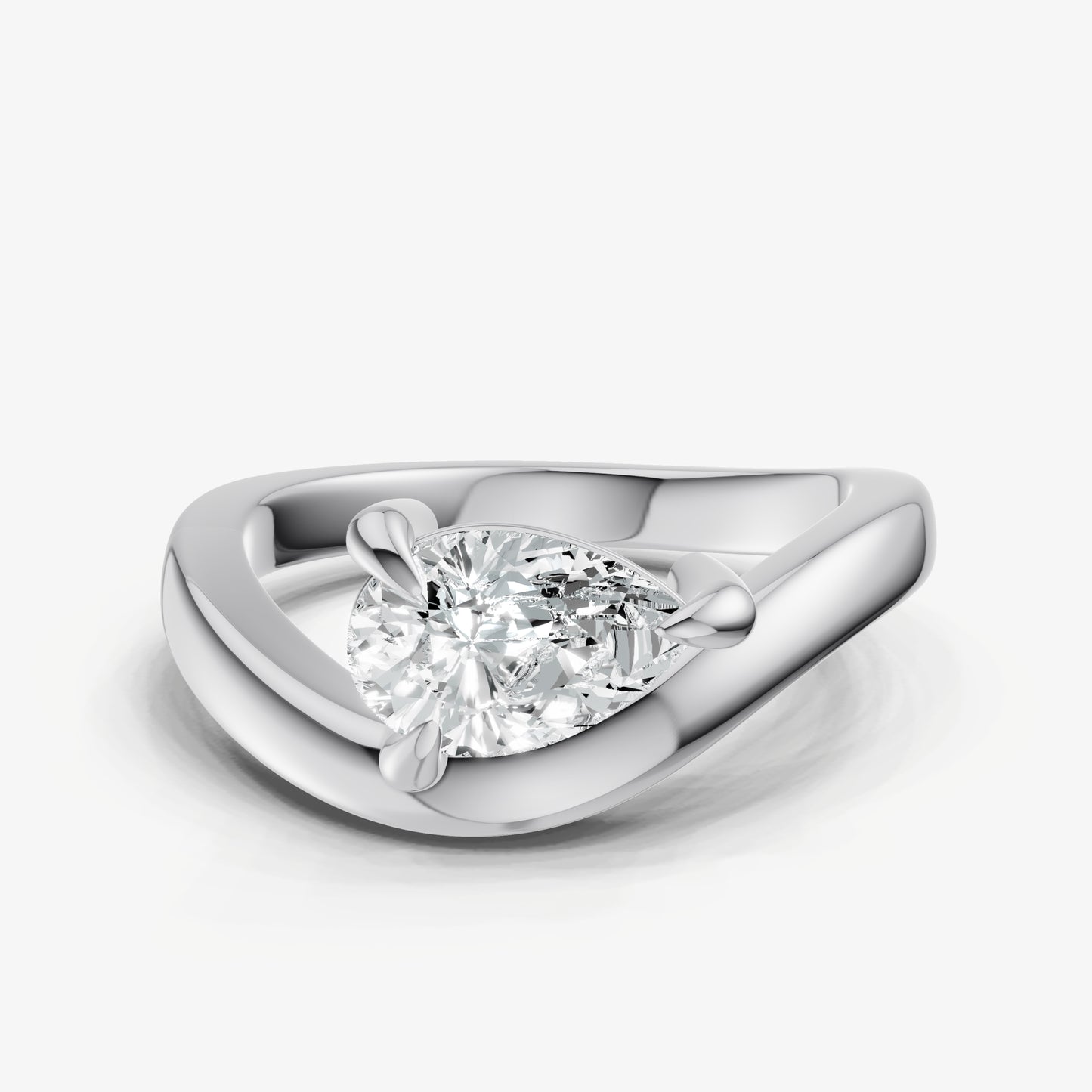 Curved Pear Diamond Pinky Ring
