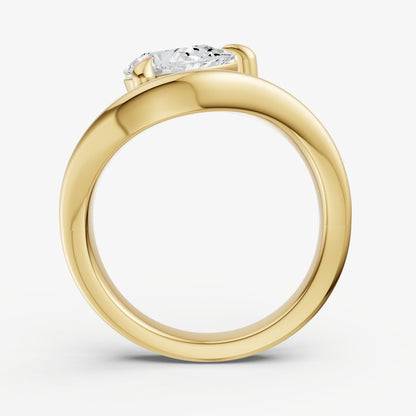 Curved Pear Diamond Pinky Ring