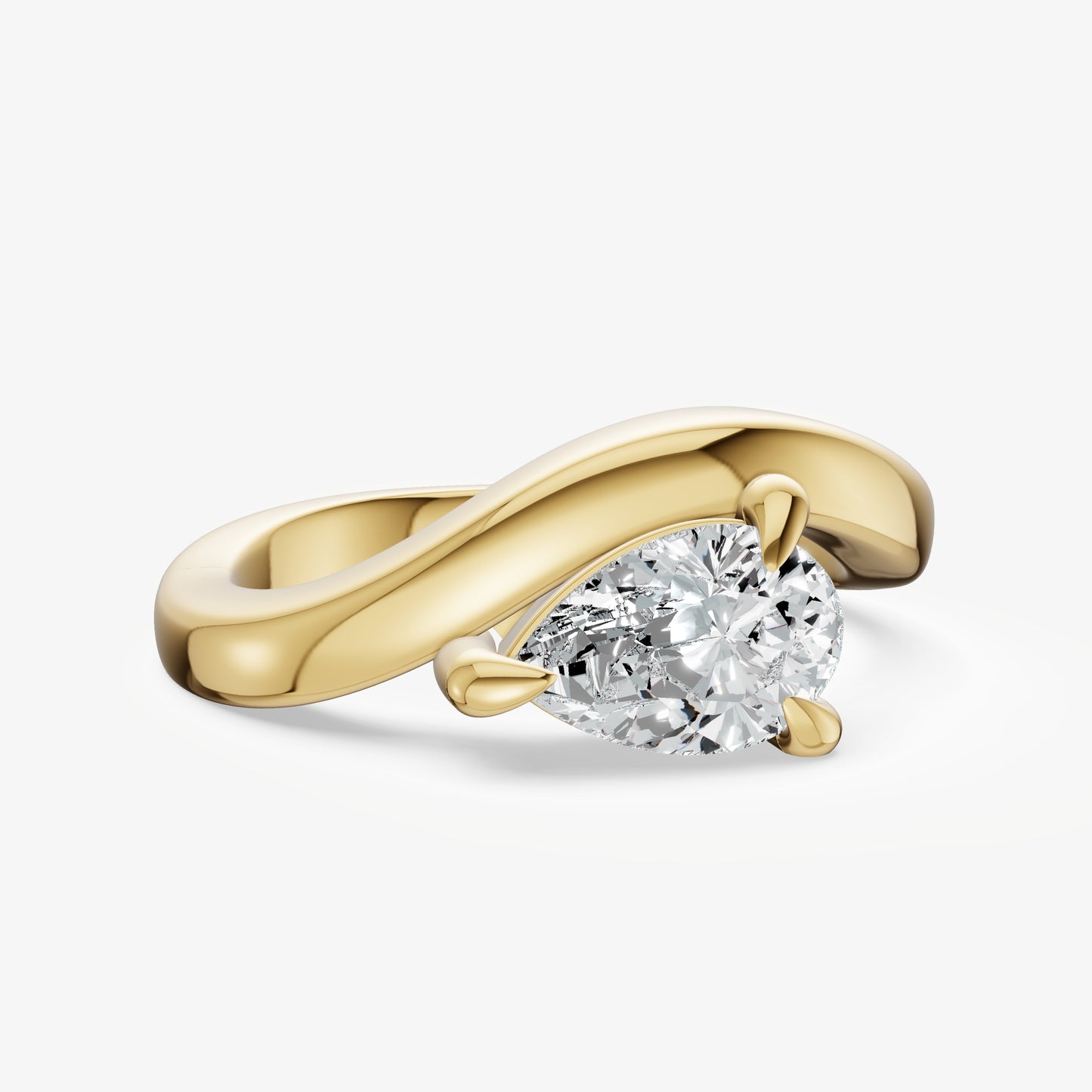 Curved Pear Diamond Pinky Ring