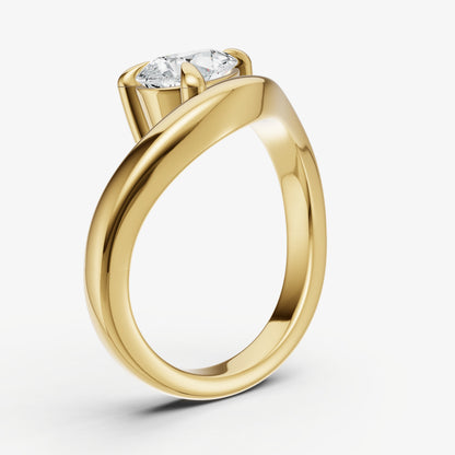 Curved Pear Diamond Pinky Ring