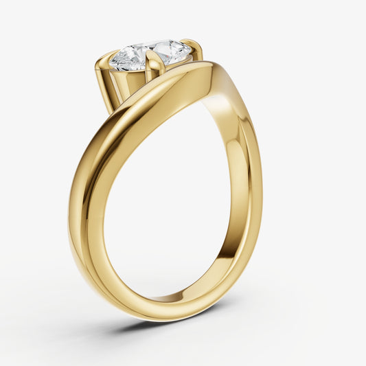 Curved Pear Diamond Pinky Ring