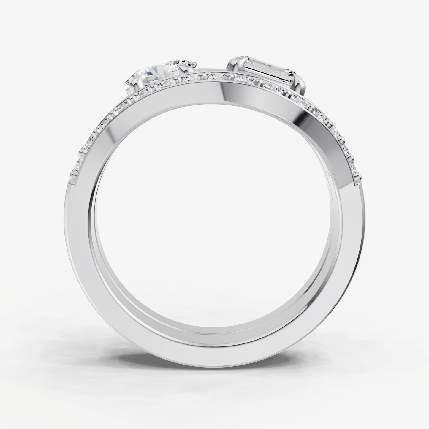 Twisted Band Two Diamond Pinky Ring