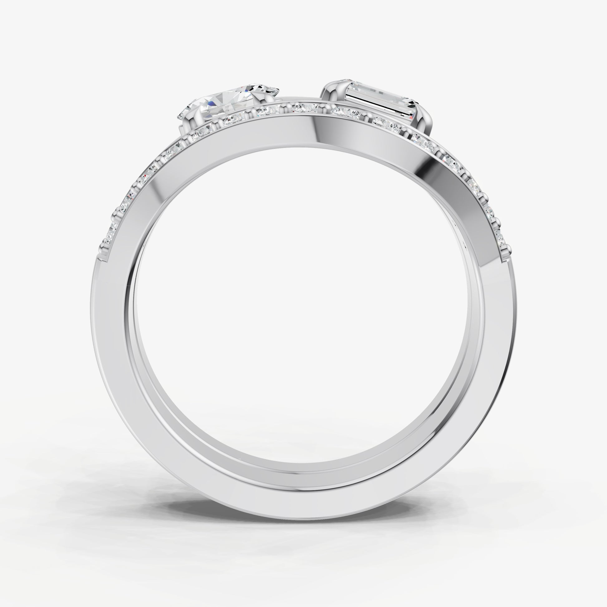Twisted Band Two Diamond Pinky Ring