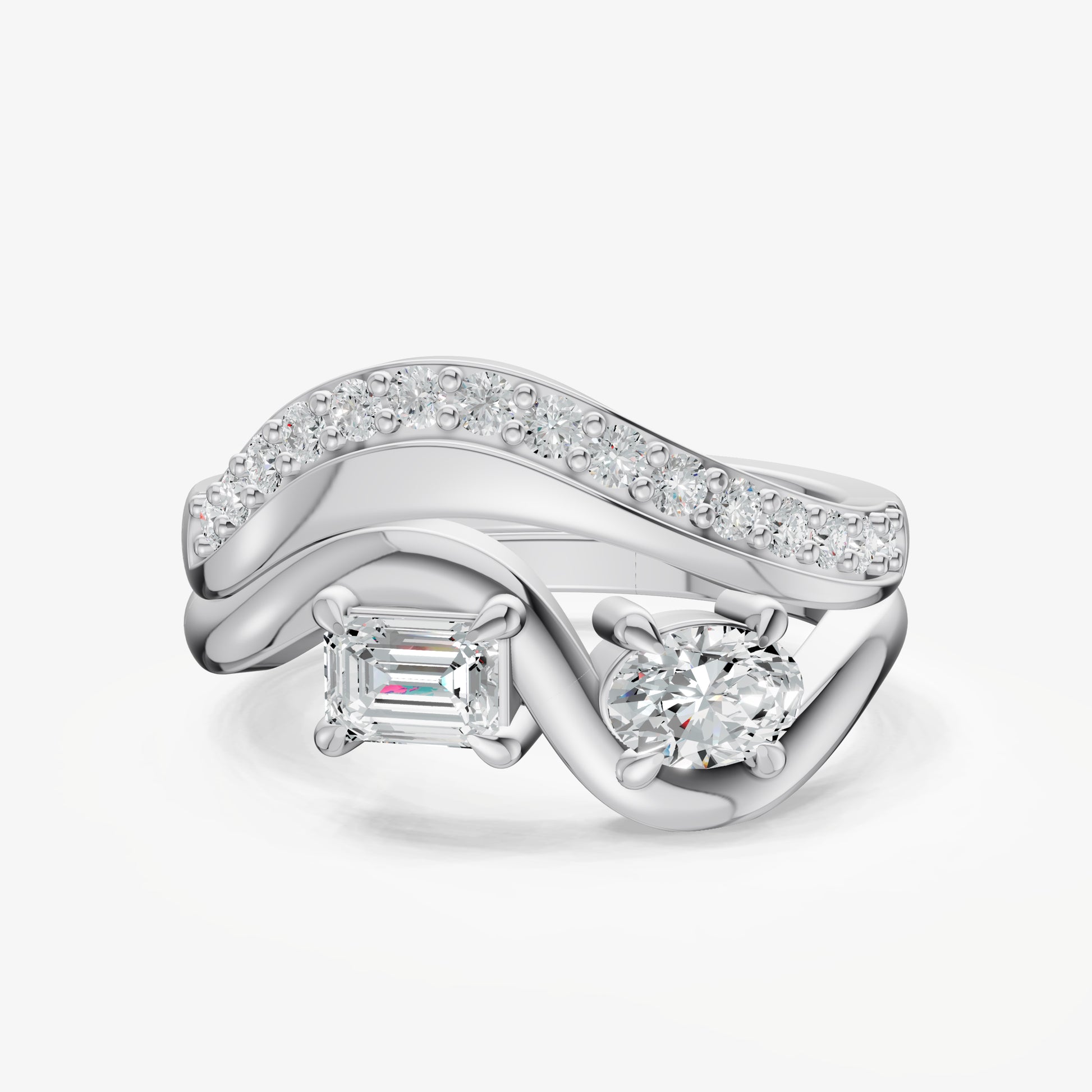 Twisted Band Two Diamond Pinky Ring