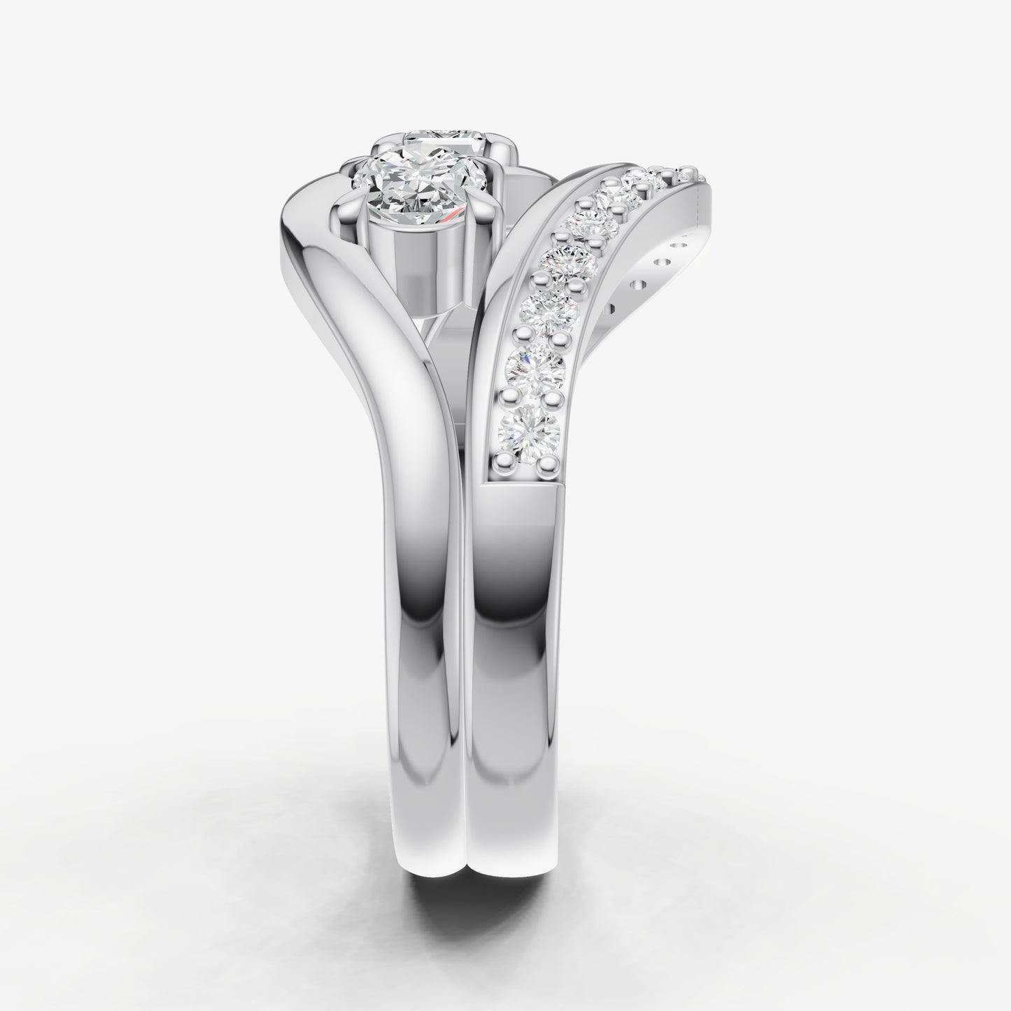 Twisted Band Two Diamond Pinky Ring