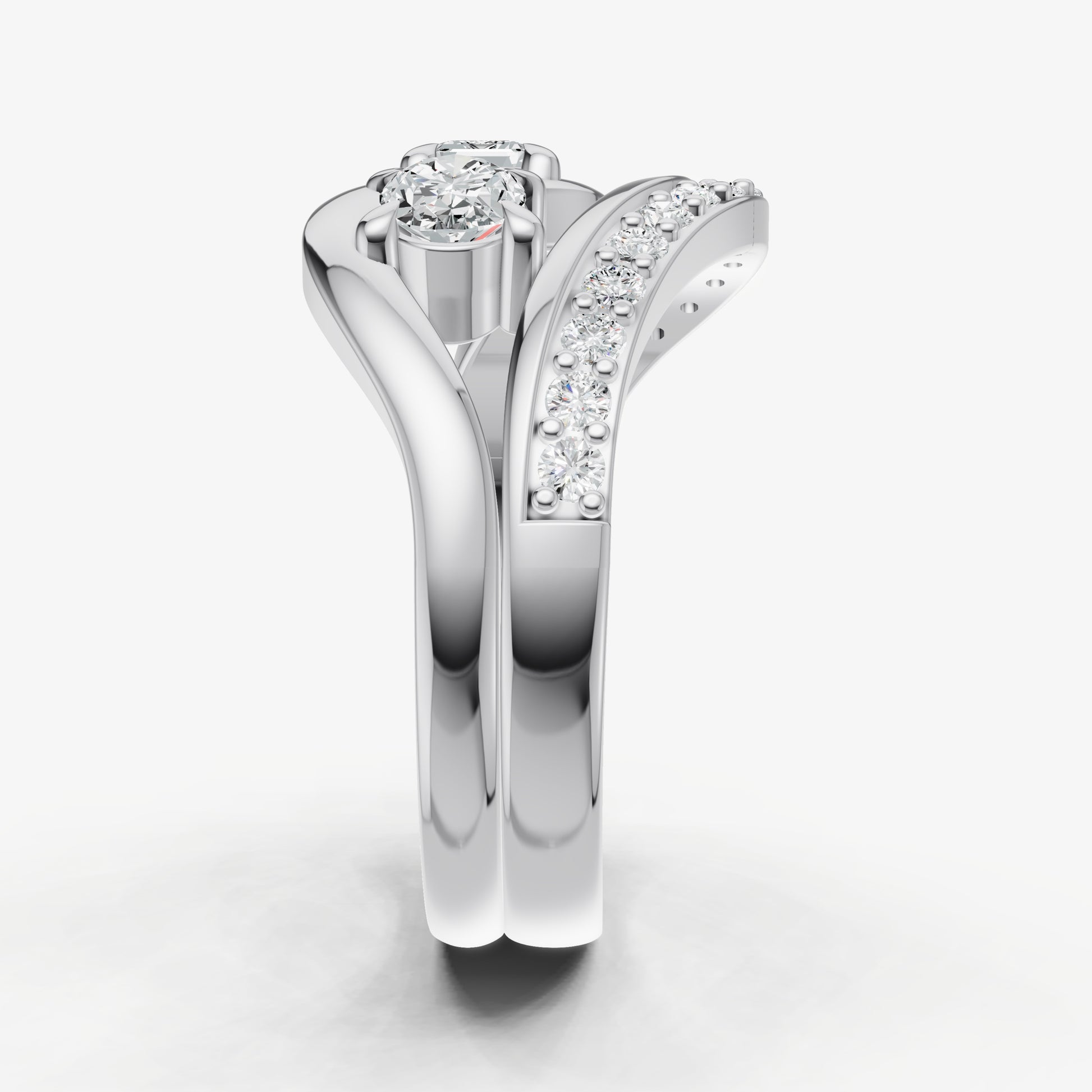 Twisted Band Two Diamond Pinky Ring