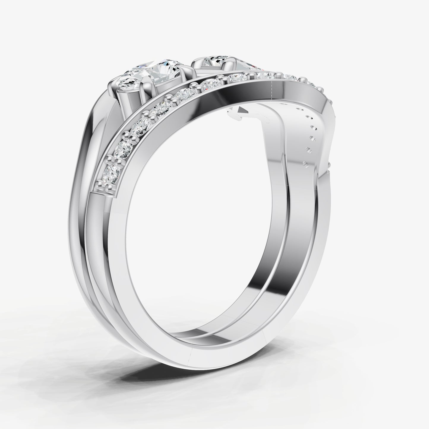 Twisted Band Two Diamond Pinky Ring